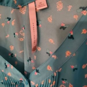 Sheer Teal Flower Shirt